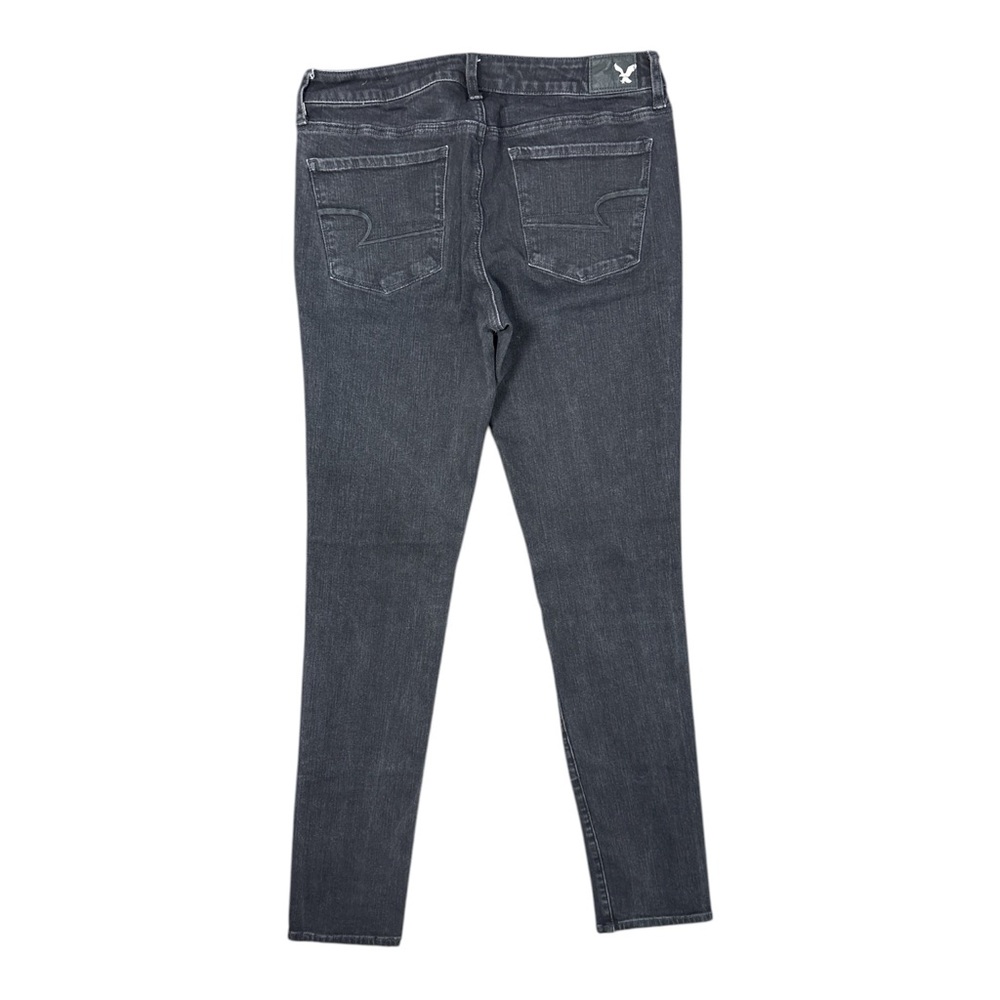 American Eagle Women's Size 12 Black 360 Super Stretch Skinny Jeans Extra Long - Picture 2 of 5